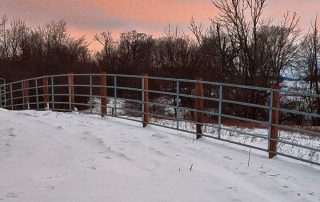 galvanized fence on snow